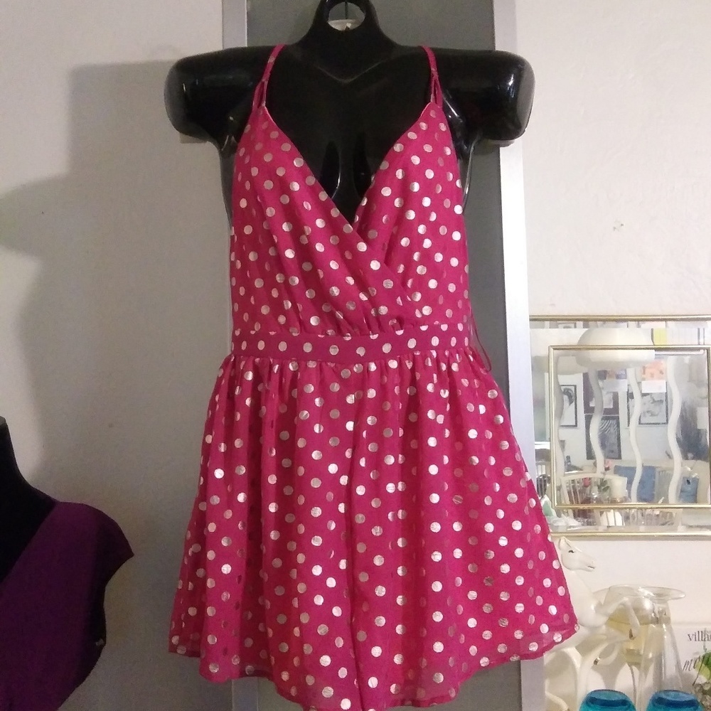 Fuscia Halter Back Romper